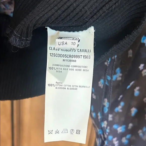 Roberto Cavalli Black and Blue Patterned Blouse - Picture 5 of 7